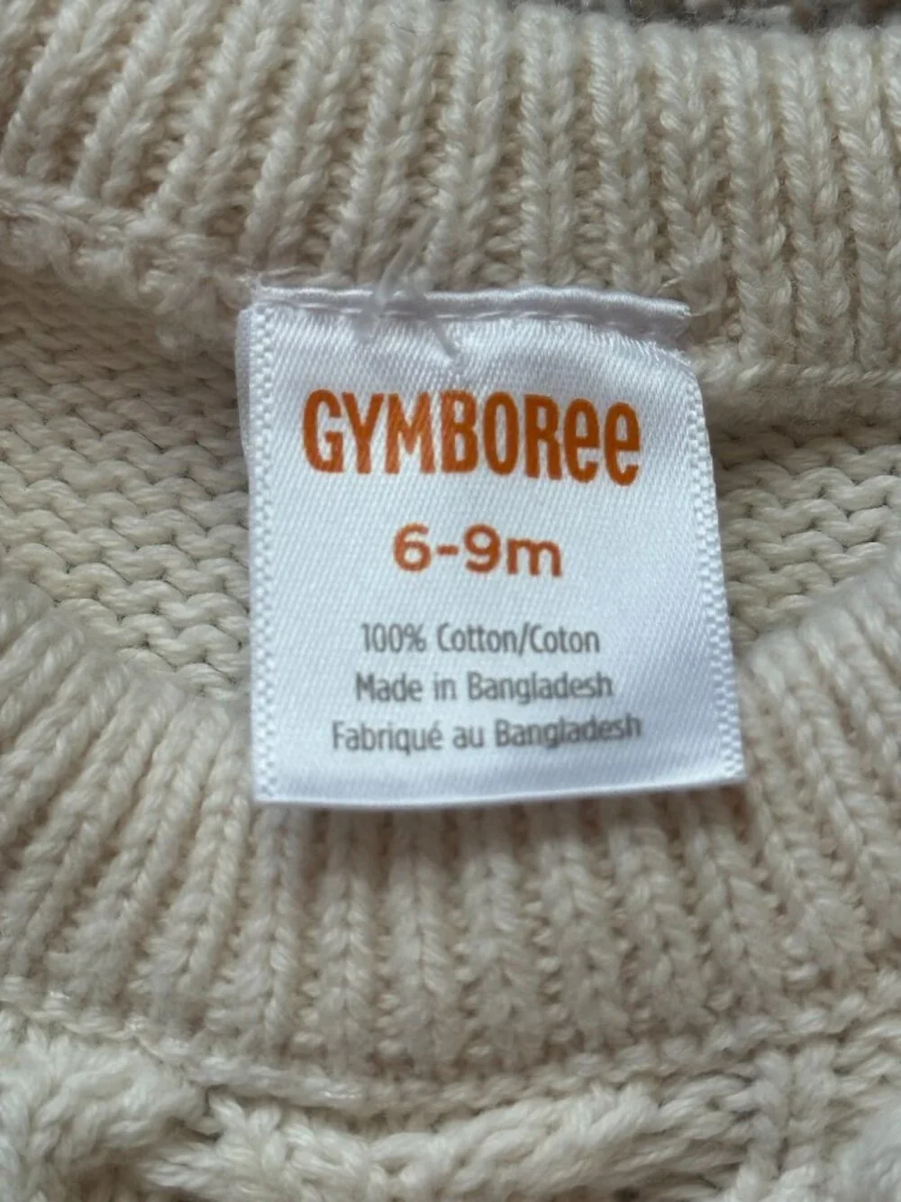 Gymboree Baby Girl Off White Cable Knit Sweater Dress 6-9M Ruffle Sleeve Ivory